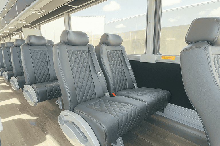 interior of Jacksonville Minibus Company charter bus